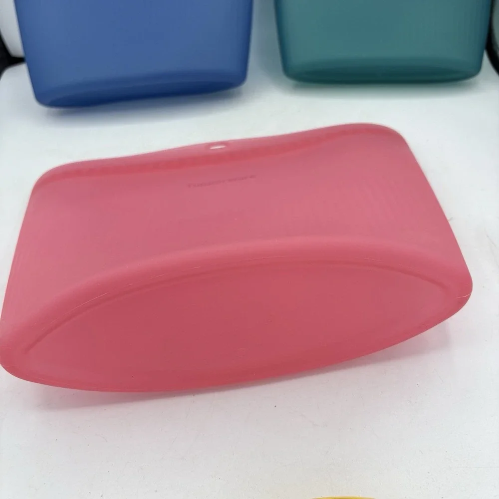 Tupperware Ultimate Silicone Bags Snack Microwavable Pink Blue Green Lot of 3